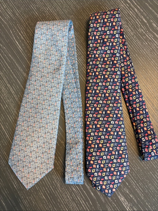 Vineyard Vines Other - 2 Men's Vineyard Vines Nautical Light Blue and Navy Patterned Silk Ties